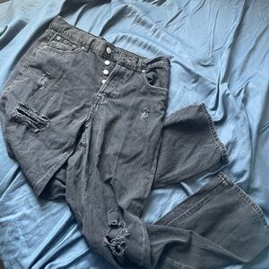 Charcoal Black Ripped Jeans